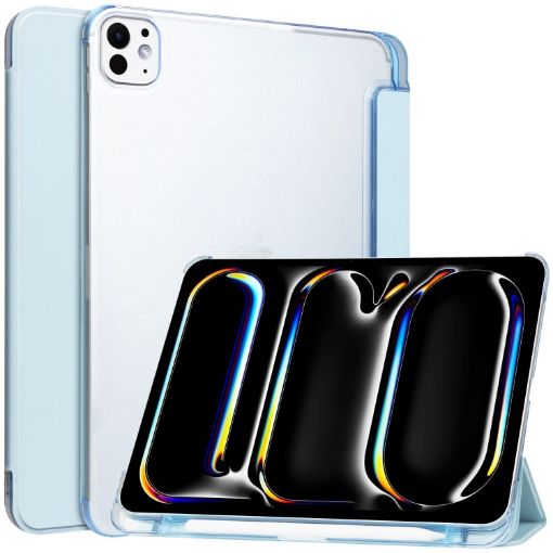 iPad Pro 13 2024 Sky Blue Frosted Smart Leather Tablet Case - 1