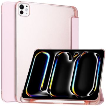 iPad Pro 13 2024 Rose Gold Smart Leather Case - 3-Fold Frosted Cover - 1
