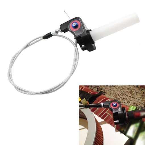 Off-road Motorcycle 22mm Throttle Clamp Hand Grip Red/Silver Cable - 1