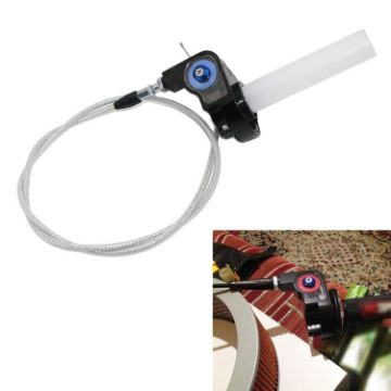 Off-road Motorcycle 22mm Throttle Clamp Hand Grip Blue/Silver Cable - 1