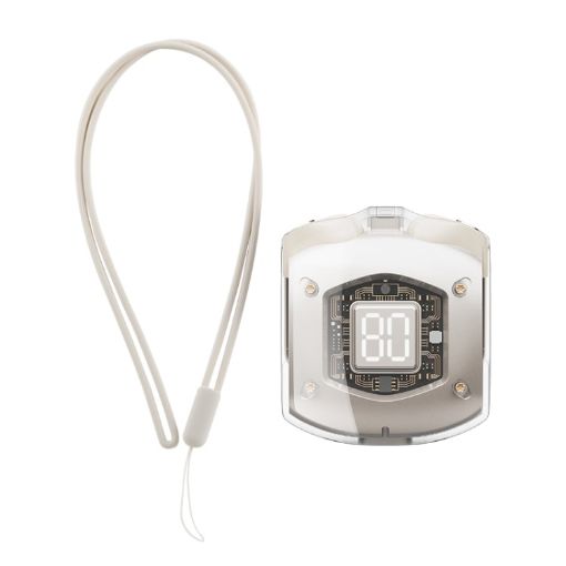 ROCK RAU0766 Beige Bubble Transparent TWS Bluetooth Earphone with Lanyard - 1