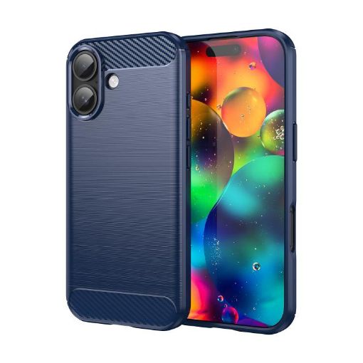 iPhone 17 Blue Carbon Fiber TPU Case - Brushed Texture Cover - 1
