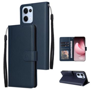 OPPO Reno13 5G Leather Phone Case, 3-Card Slots, Navy Blue, Global - 1