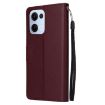 OPPO Reno13 5G Leather Phone Case, 3-Card Slots, Wine Red, Global - 3