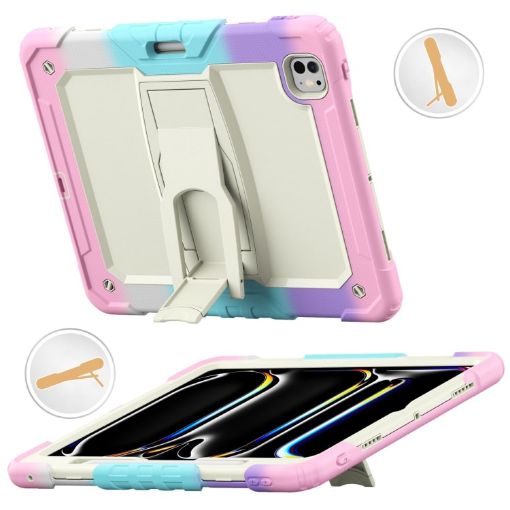 iPad Pro 13 2024 Camouflage Pink Silicone Tablet Case with Strap - 1
