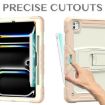 iPad Pro 13 2024 Silicone Tablet Case with Strap & Holder - Beige Rose Gold - 4