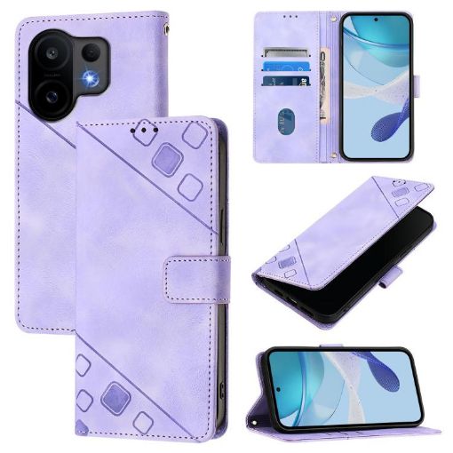 Vivo S30 Light Purple Embossed Leather Phone Case - Skin Feel Cover - 1