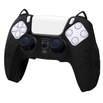 PS5 Cat Ear Shape Gamepad Silicone Case Black - Sony Controller Cover - 1