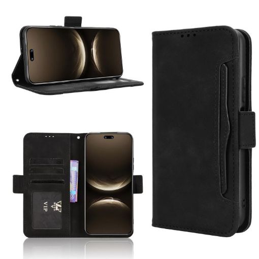 Huawei nova 14 Ultra 5G Leather Phone Case with Card Slots - Black - 1