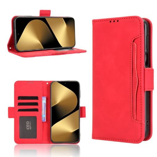 Huawei Pura 80 Ultra 5G Red Leather Phone Case with Card Slots - 1