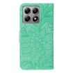 Xiaomi 14T Green Lace Flower Embossing Flip Leather Phone Case - 3