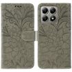 Xiaomi 14T Pro Grey Lace Flower Embossing Flip Leather Phone Case - 1