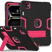 iPad Pro 13 2024 Black Rose Red Silicone Acrylic Case with Holder - 1