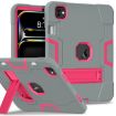iPad Pro 13 2024 Grey Rose Red Silicone Acrylic Case with Holder - 1