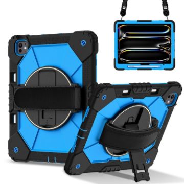 iPad Pro 13 2024 Black Blue Robot Silicone Hybrid Tablet Case - 1