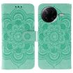 Xiaomi Poco F7 Pro/Redmi K80 Green Sun Mandala Embossed Leather Case - 1
