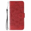Xiaomi 14T Pro Red Leather Case - Sun Mandala Embossing Pattern - 2