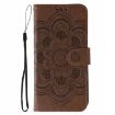 Xiaomi 14T Pro Brown Sun Mandala Embossed Leather Phone Case - 2