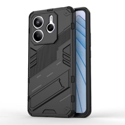 Redmi Note 14 5G Punk Armor PC + TPU Phone Case with Holder - Black - 1
