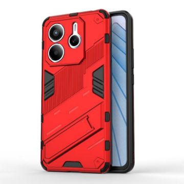 Redmi Note 14 5G Punk Armor Phone Case with Holder - Red, PC + TPU - 1