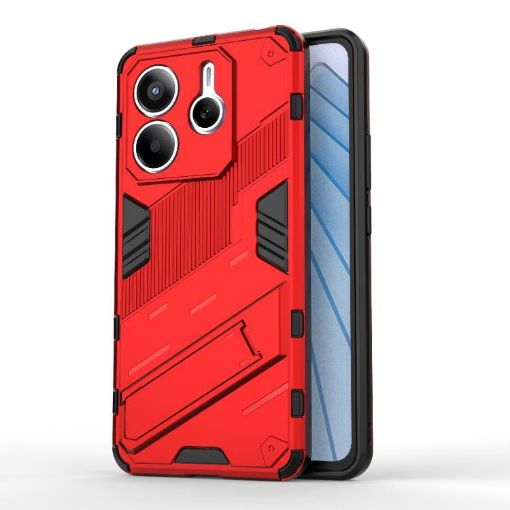 Redmi Note 14 5G Punk Armor Phone Case with Holder - Red, PC + TPU - 1