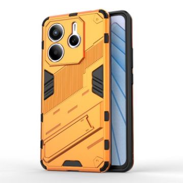 Redmi Note 14 5G Punk Armor Phone Case with Holder - Orange - 1