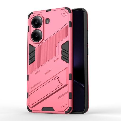 Redmi Note Turbo 4 Punk Armor Phone Case with Holder - Light Red - 1