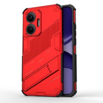 Redmi Turbo 4 Pro Punk Armor Phone Case with Holder - Red - 1
