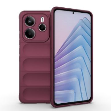 Redmi Note 14 5G Wine Red Magic Shield TPU Flannel Phone Case - 1