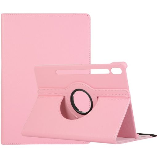 Samsung Galaxy Tab S7/S8 Pink 360 Rotating Leather Case with Holder - 1
