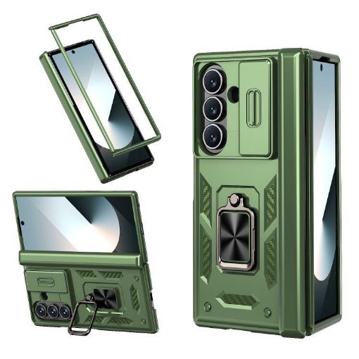 Samsung Galaxy Z Fold7 5G Case with Sliding Window & Ring Stand - Green - 1