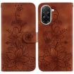 Redmi A5 4G 171.7mm Brown Lily Embossed Leather Phone Case - 1