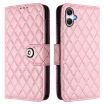 Samsung Galaxy A07 4G Pink Rhombic Texture Flip Leather Case with Lanyard - 2