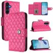 Samsung Galaxy A17 5G Rhombic Flip Leather Case with Lanyard Rose Red - 1