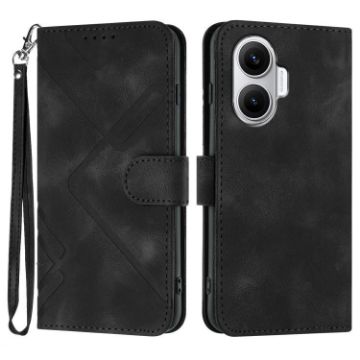Redmi Turbo 4 Pro/Poco F7 Black Leather Line Pattern Phone Case - 1