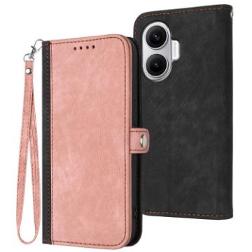 Redmi Turbo 4 Pro/Poco F7 Pink Leather Phone Case with Hand Strap - 1