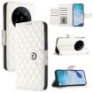 Xiaomi 14 Ultra White Rhombic Texture Flip Leather Case with Lanyard - 1
