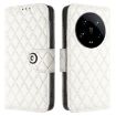Xiaomi 14 Ultra White Rhombic Texture Flip Leather Case with Lanyard - 2