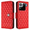 Xiaomi 15S Pro 5G Red Rhombic Texture Flip Leather Case with Lanyard - 2