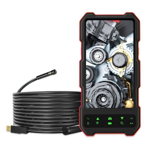 T21 4.5" IPS Screen Dual Camera Endoscope, 5.5mm, 2m Cable (Black Red) - 1