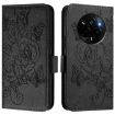Realme Narzo 80/14 Pro 5G Embossed Rose RFID Leather Case (Black) - 2