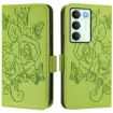 Realme 14x/V70/C75 5G Green Embossed Rose RFID Leather Phone Case - 2