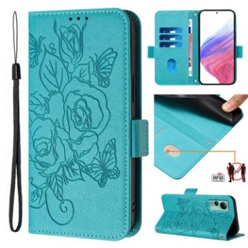 Ulefone Note 14 Light Blue Embossed Rose RFID Anti-theft Leather Case - 1