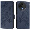TCL 605/60 SE Dark Blue Embossed Rose RFID Anti-theft Leather Case - 2