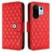 Vivo S30 Pro Mini Red Rhombic Texture Flip Leather Case with Lanyard - 2