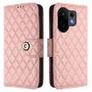 Vivo S30 Coral Pink Rhombic Texture Flip Leather Case with Lanyard - 2