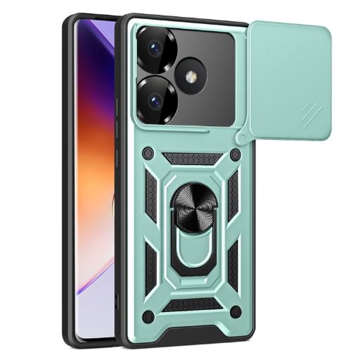 Xiaomi Poco F6 Case Mint Green Sliding Camera Cover TPU Hybrid PC - 1