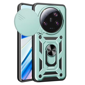 Xiaomi 13 Ultra Mint Green TPU Hybrid PC Case with Sliding Camera Cover - 1