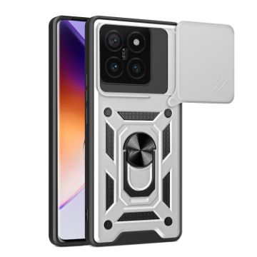 Xiaomi 14T 5G Phone Case Silver - Sliding Camera Cover TPU Hybrid PC - 1