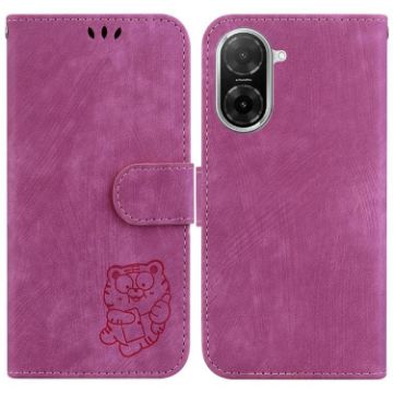 Redmi A5 4G Little Tiger Embossed Leather Case - Rose Red - 1
